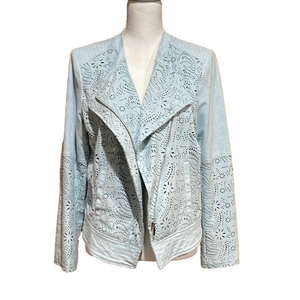 Chico’s Laser Cut/Perforated Faux Suede Moto Jacket - NWT